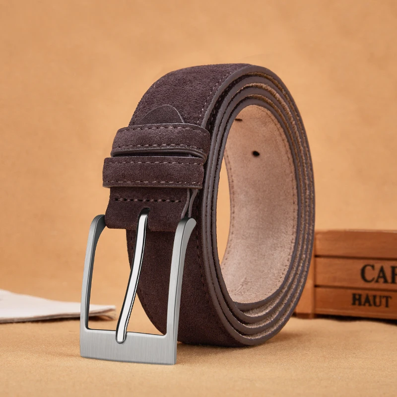 Luxury Suede Cowhide Leather Belt for women, Vintage Style Men belt 3.5cm Wide Waistband for Dresses & Jeans Unisex belt