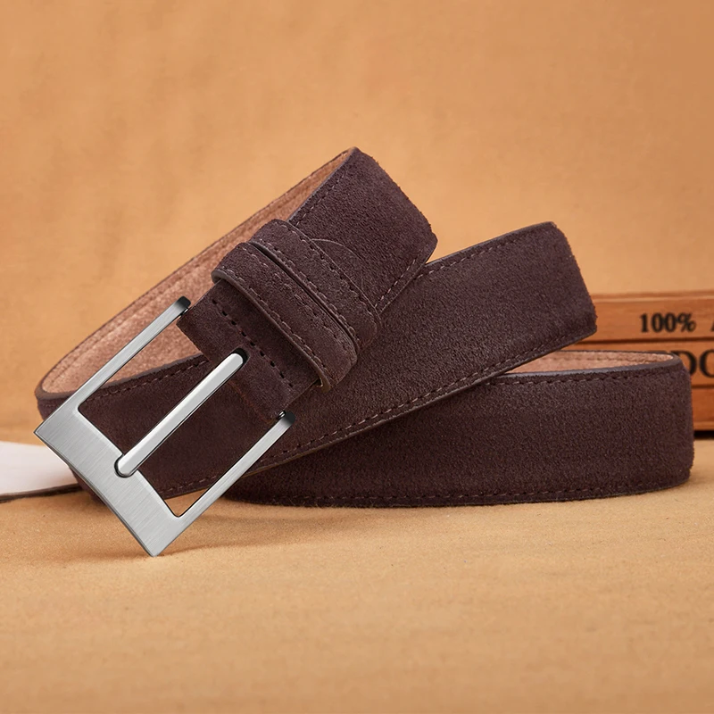 Luxury Suede Cowhide Leather Belt for women, Vintage Style Men belt 3.5cm Wide Waistband for Dresses & Jeans Unisex belt