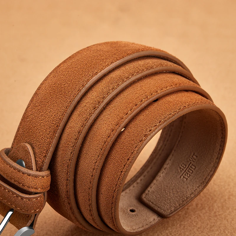 Luxury Suede Cowhide Leather Belt for women, Vintage Style Men belt 3.5cm Wide Waistband for Dresses & Jeans Unisex belt