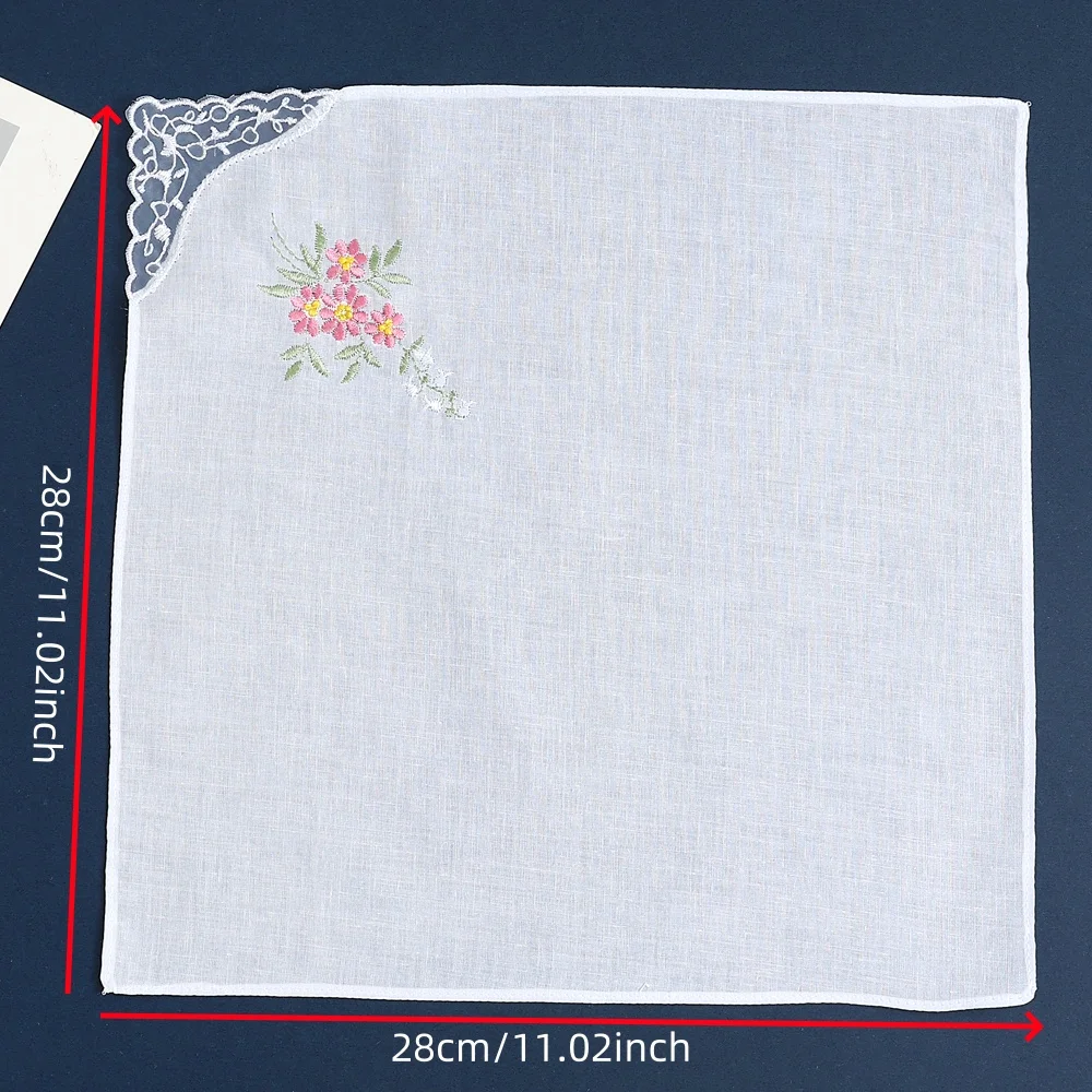 12 Pack of Women's Elegant Lace Embroidered Handkerchiefs, Pure Cotton Handkerchiefs, Thin and Soft, Wedding Season Bridal Souvenirs, Mother's Day Gifts