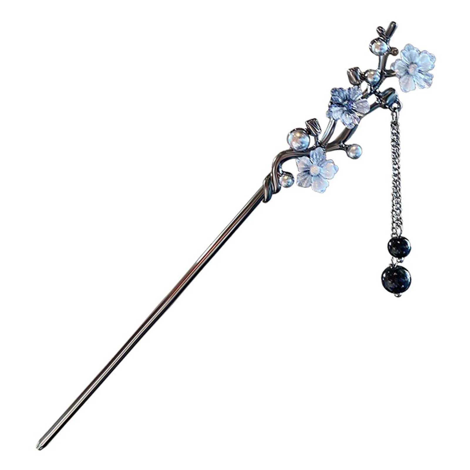Elegant Flower Hair Sticks Forks Hair Clips Beads Chain Pendant Headpieces Women Retro Chinese Hair Accessories