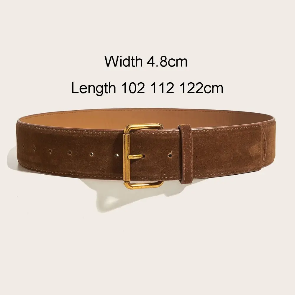 Women Luxury Design Suede Leather Wide Belt Casual Versatile Business Waist Strap Trendy Pin Buckle Waistband