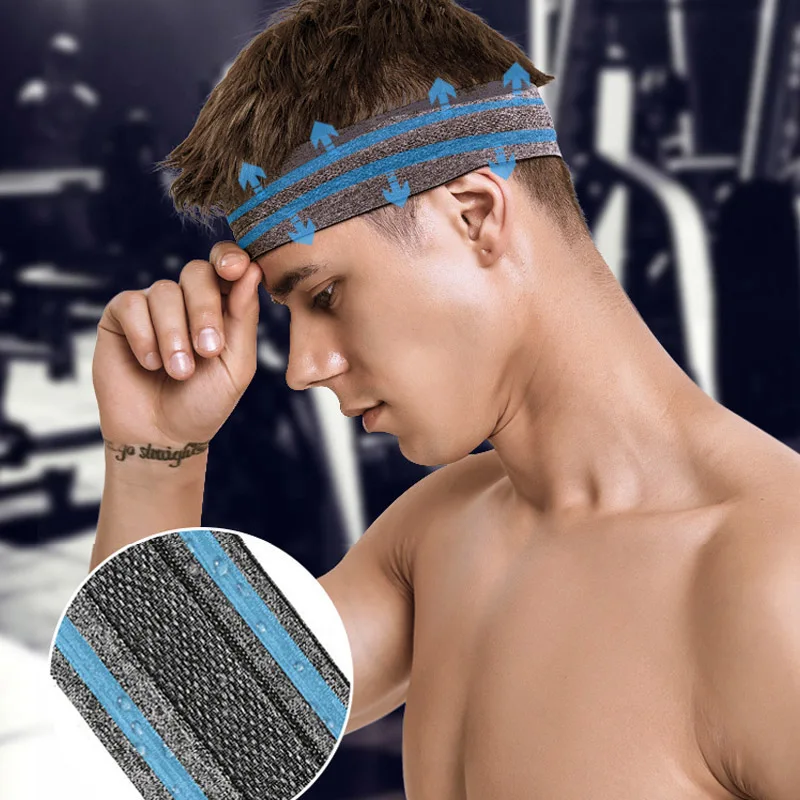 Fashion Summer Sports Headband For Men Non-slip Silicone Sweat Absorbing Headband Women Yoga Fitness Running Hair Accessories