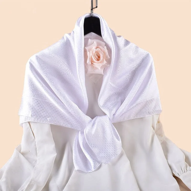 Luxury Floral Print Silk Square Scarf Women Soft Satin Kerchief Neckerchief Head Hijab Lady Headband Foulard Bag Ribbo 90x90cm