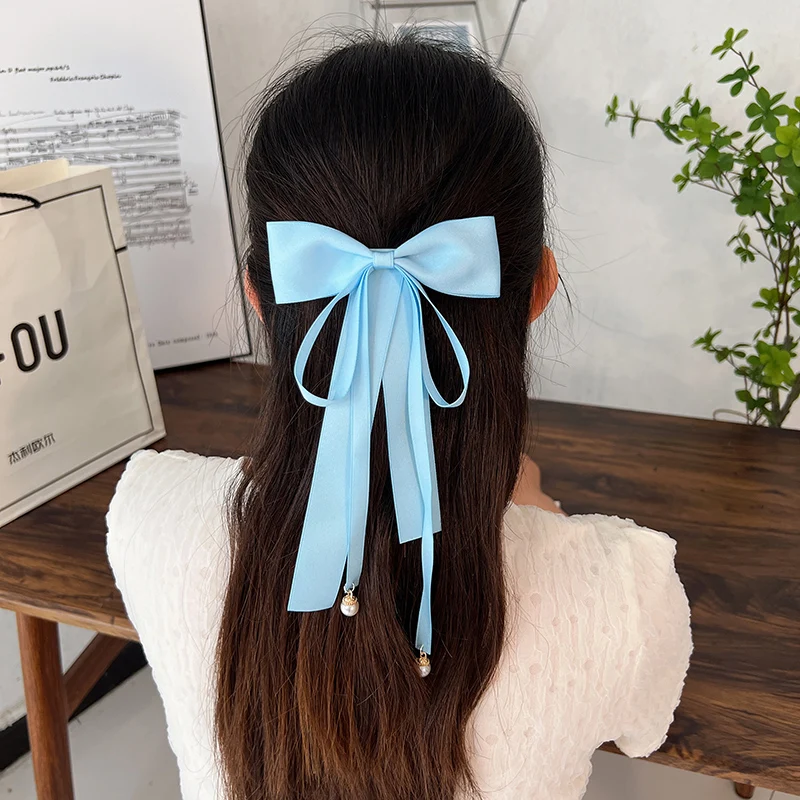 Fashion Ladies Fabric Sweet Ribbon Hair Bow Hairpin for Women Girls Hair clips Black Red Bow Top Clip Female Hair Accessories