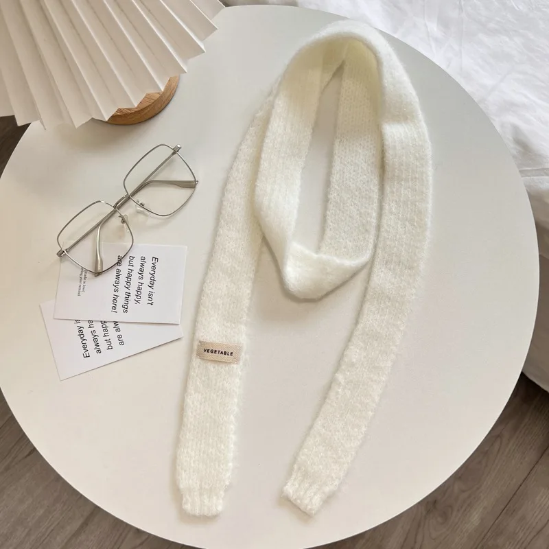 Knitted Scarves Korean Style Thin Scarf Fashionable Plush Long Solid Scarf Women's Imitation Mink Fur Y2K Girl Scarf for Warm