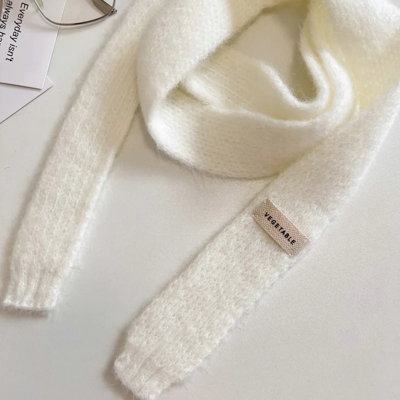 Knitted Scarves Korean Style Thin Scarf Fashionable Plush Long Solid Scarf Women's Imitation Mink Fur Y2K Girl Scarf for Warm