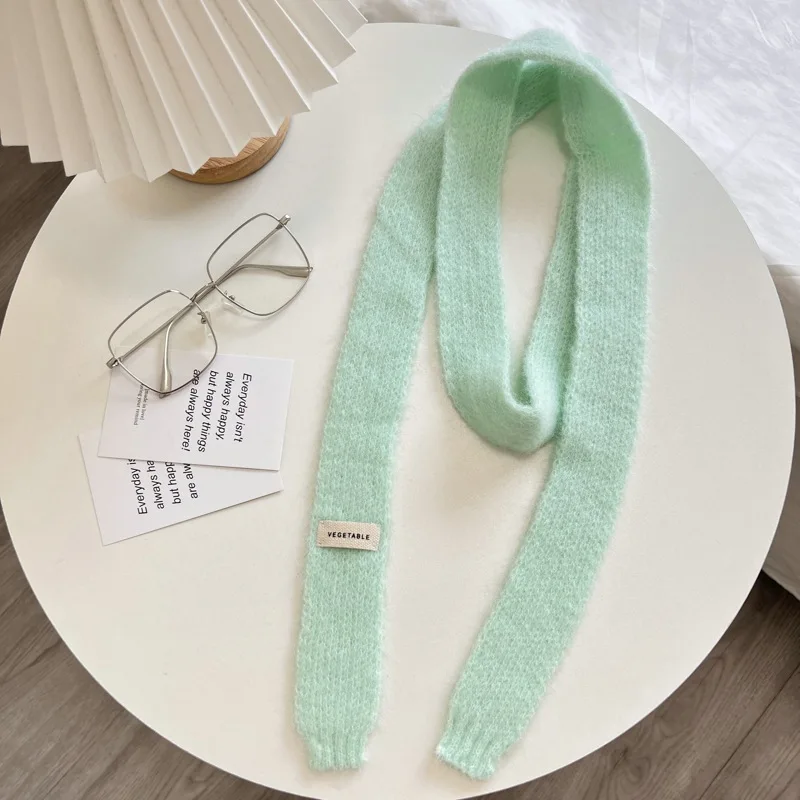 Knitted Scarves Korean Style Thin Scarf Fashionable Plush Long Solid Scarf Women's Imitation Mink Fur Y2K Girl Scarf for Warm