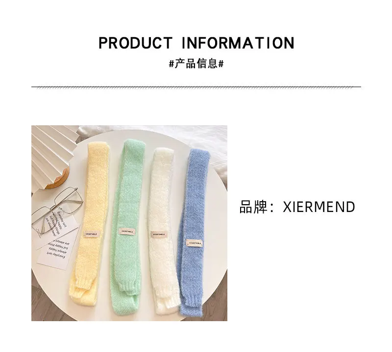 Knitted Scarves Korean Style Thin Scarf Fashionable Plush Long Solid Scarf Women's Imitation Mink Fur Y2K Girl Scarf for Warm