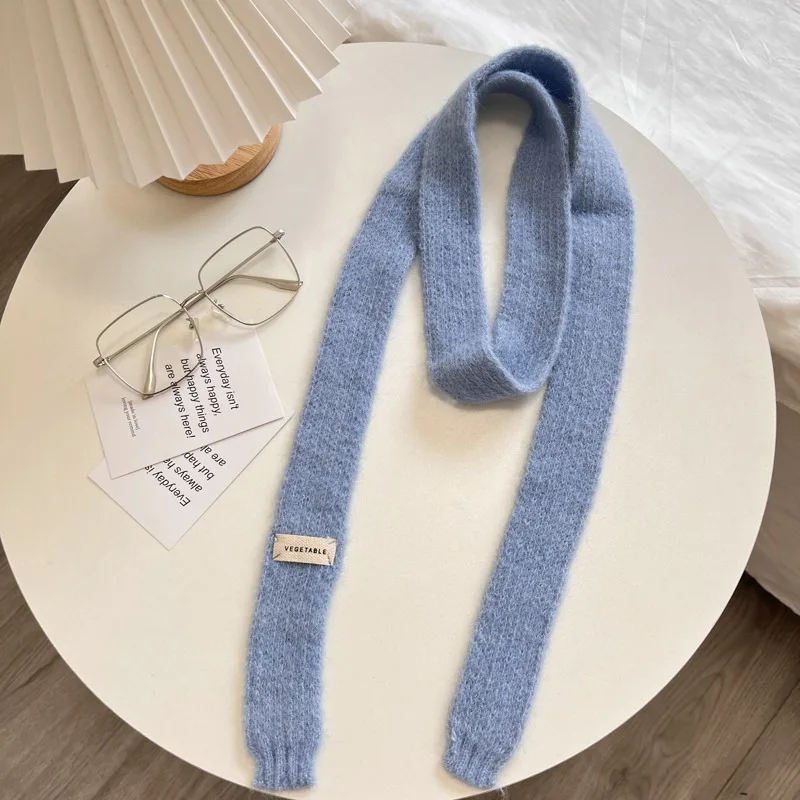 Knitted Scarves Korean Style Thin Scarf Fashionable Plush Long Solid Scarf Women's Imitation Mink Fur Y2K Girl Scarf for Warm