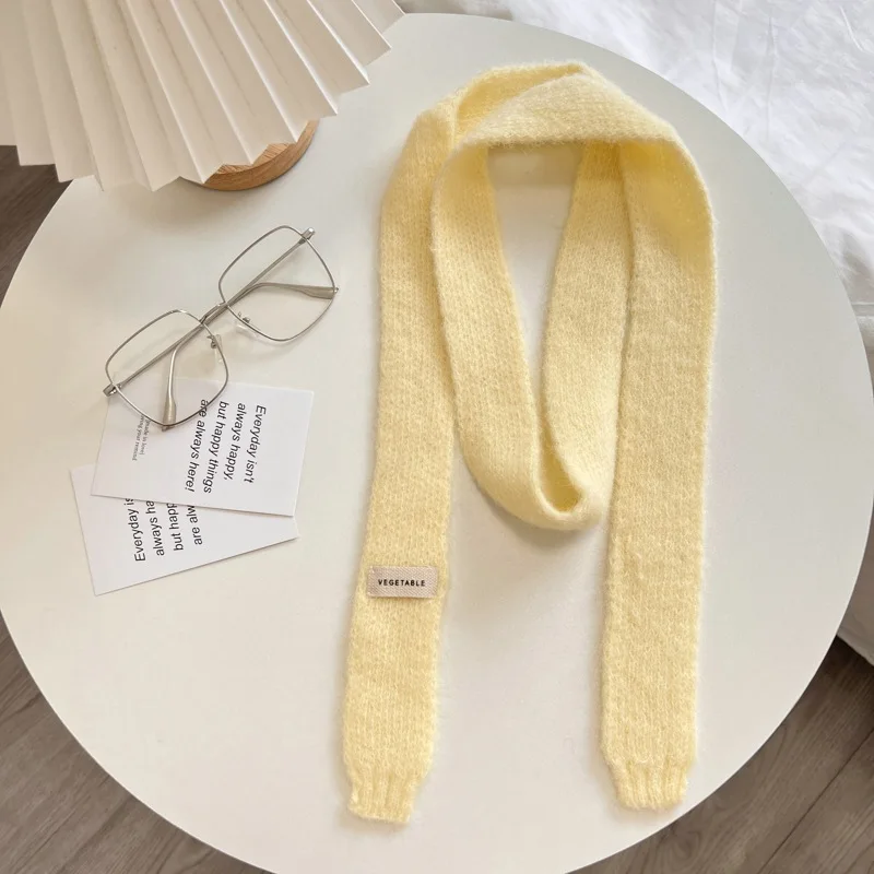 Knitted Scarves Korean Style Thin Scarf Fashionable Plush Long Solid Scarf Women's Imitation Mink Fur Y2K Girl Scarf for Warm