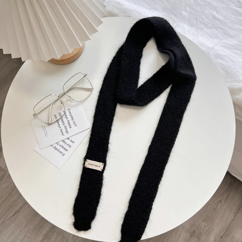 Knitted Scarves Korean Style Thin Scarf Fashionable Plush Long Solid Scarf Women's Imitation Mink Fur Y2K Girl Scarf for Warm