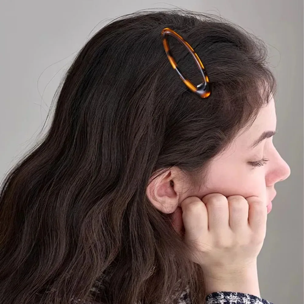Vintage Leopard BB Hair Clip Y2K Korean Cute Charm Student Women Oval Print Glue Hair Accessories