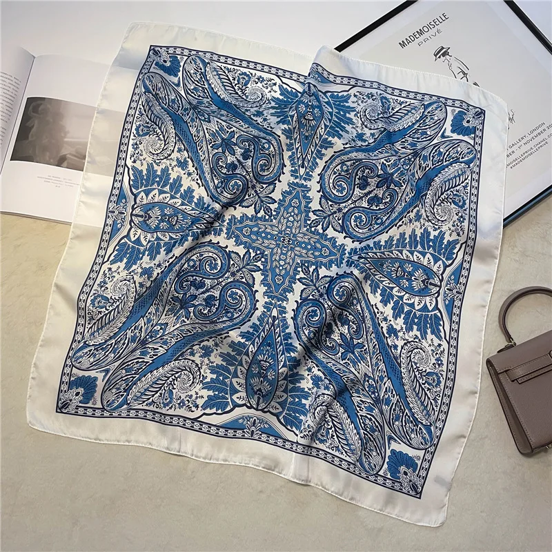 Vintage Paisley Printed Bandana Scarf Lightweight Soft Satin Stylish Versatile Neck Scarf For Women Hairbands Headscarf