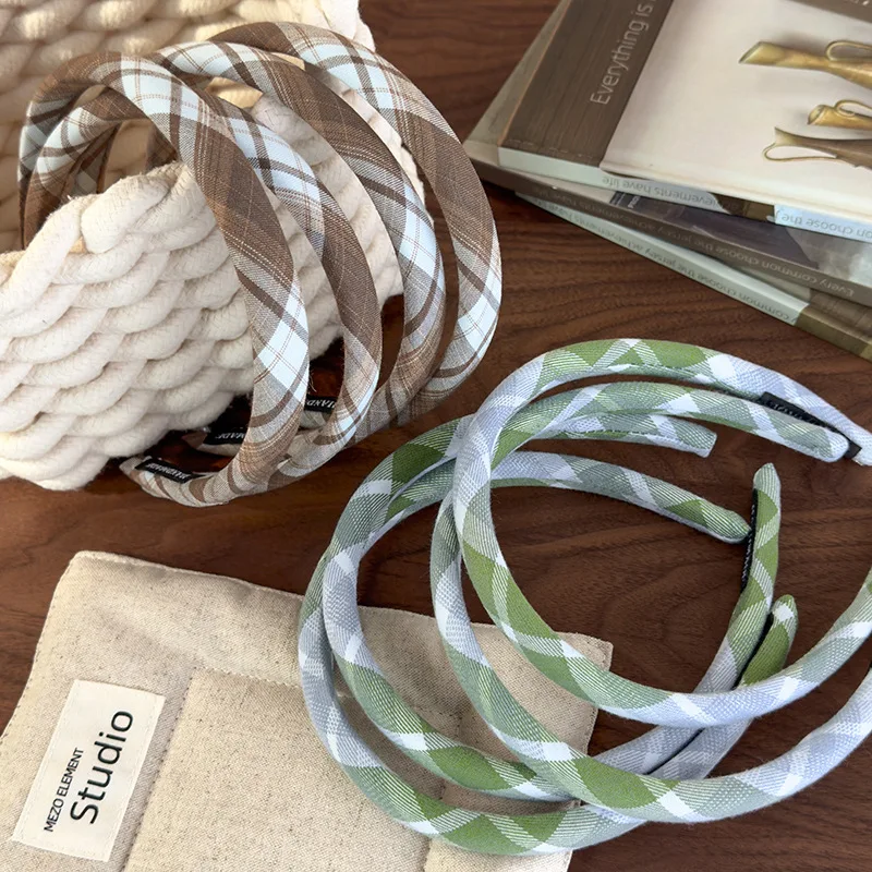 Headbands for Women Japanese Fashion Vintage Plaid Hair Hoop Hairbands Sweet Girl Hair Accessories Hair Bands Headdress Headwear
