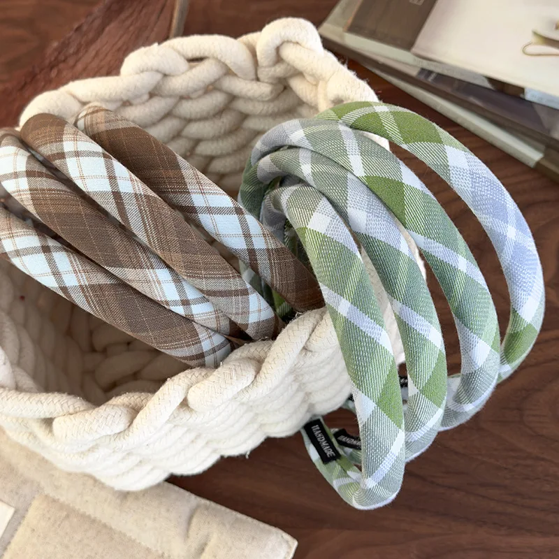 Headbands for Women Japanese Fashion Vintage Plaid Hair Hoop Hairbands Sweet Girl Hair Accessories Hair Bands Headdress Headwear