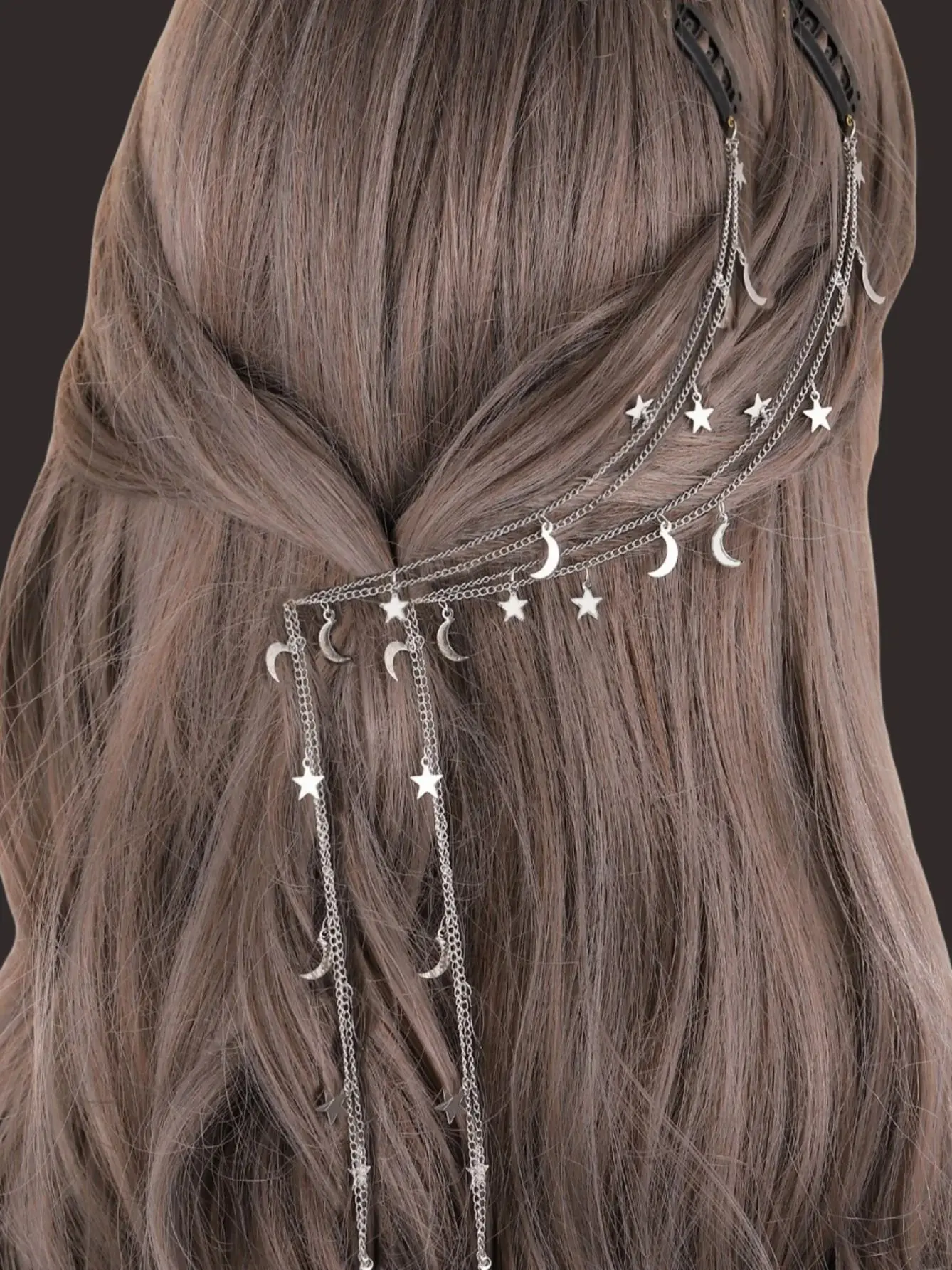 2pcs Moon Star Braided hair Chain Hair accessories Super Fairy headdress, suitable for women and girls
