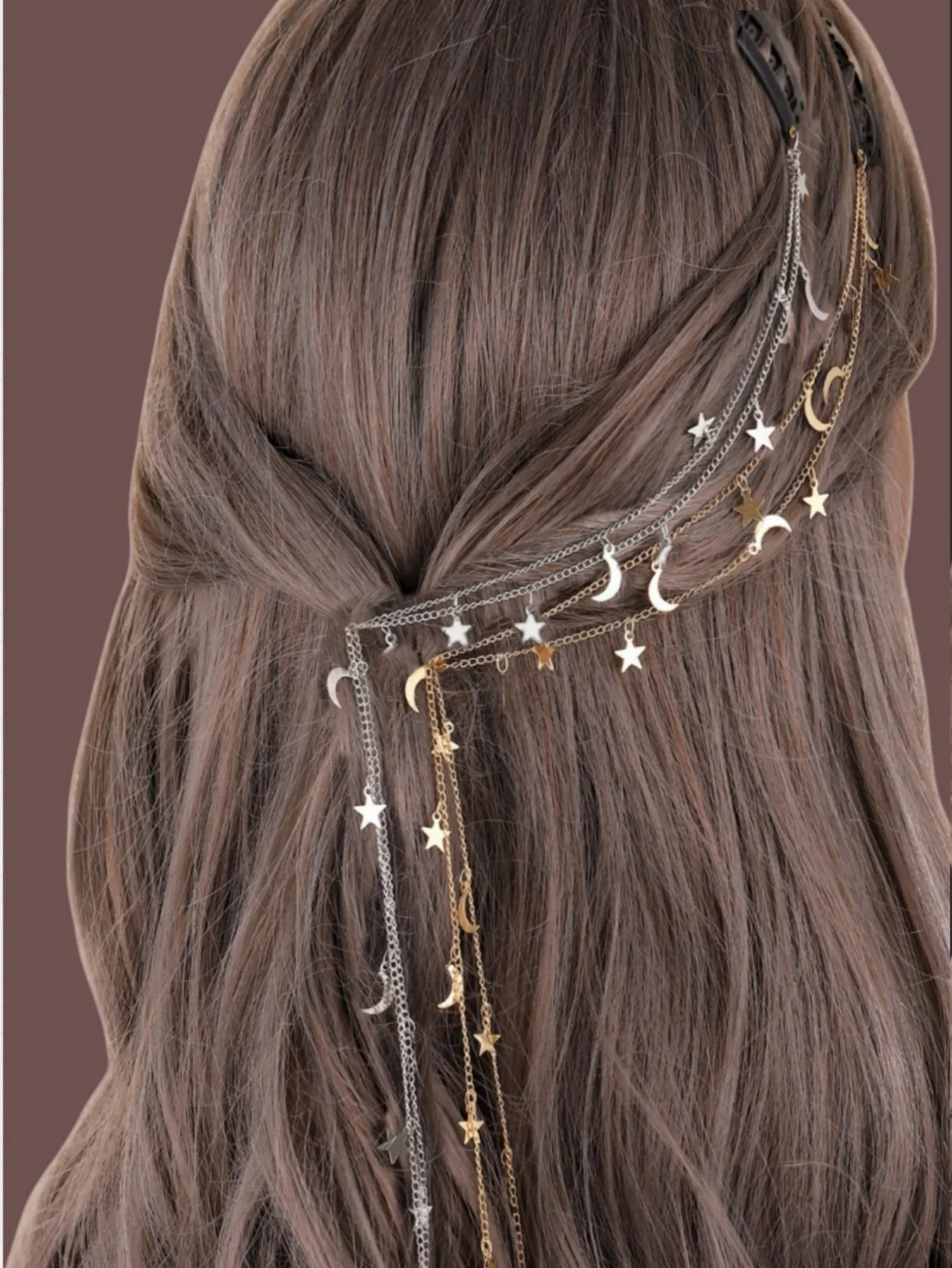 2pcs Moon Star Braided hair Chain Hair accessories Super Fairy headdress, suitable for women and girls