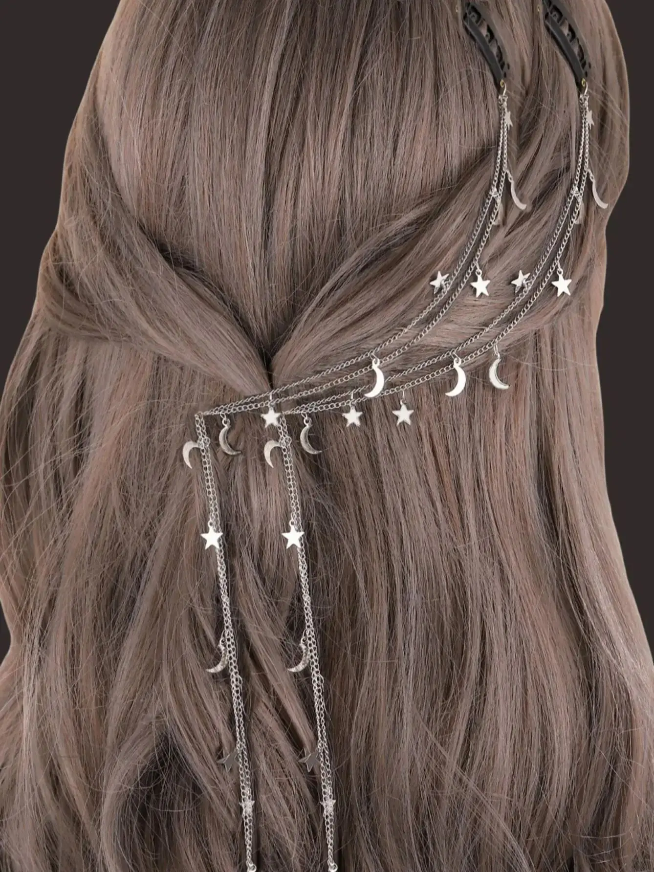 2pcs Moon Star Braided hair Chain Hair accessories Super Fairy headdress, suitable for women and girls