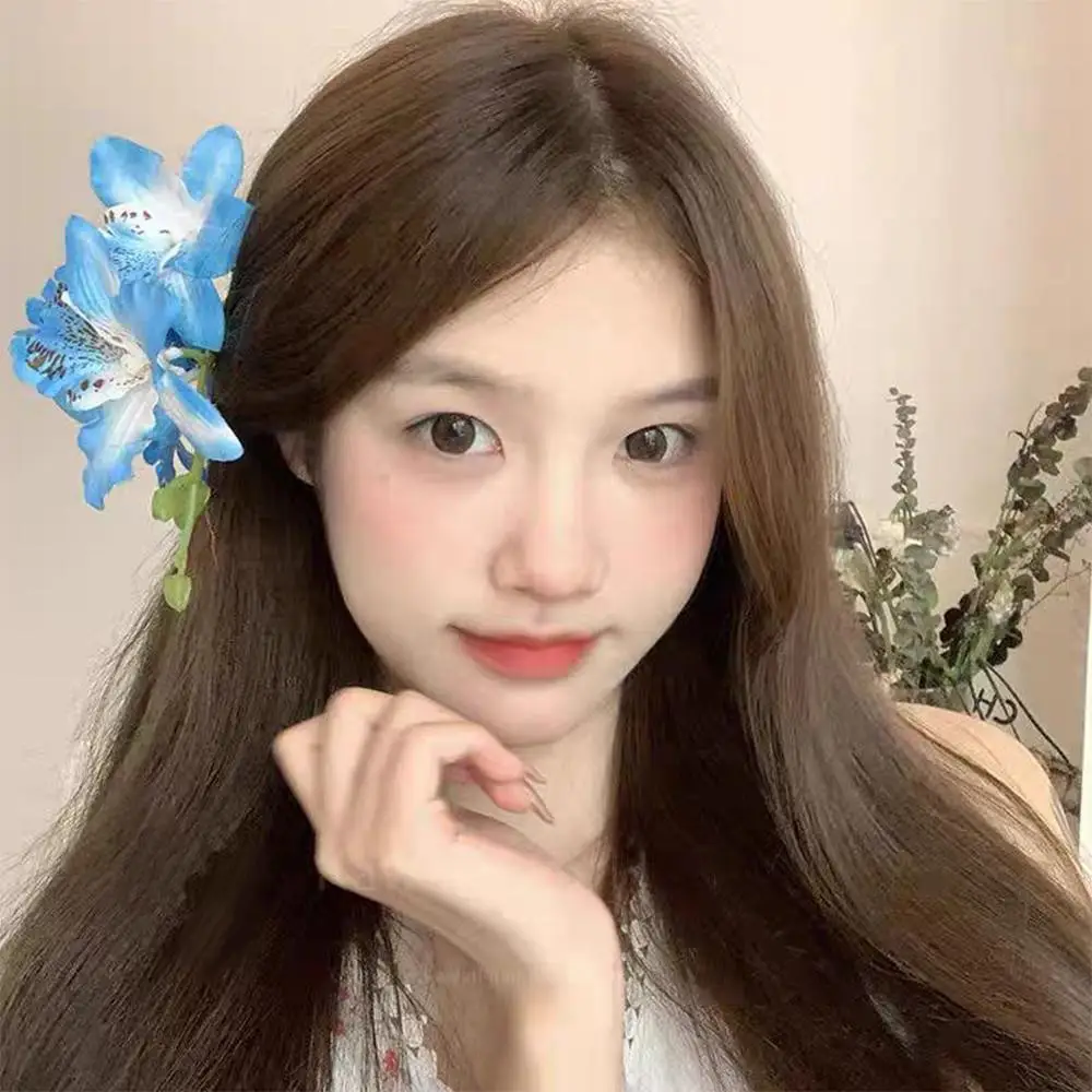 Bohemia Orchid Flower Fairy Hairpins Artificial Flowers Wedding Party Hair Clips Spring Summer Floral Barrette for Women Girls