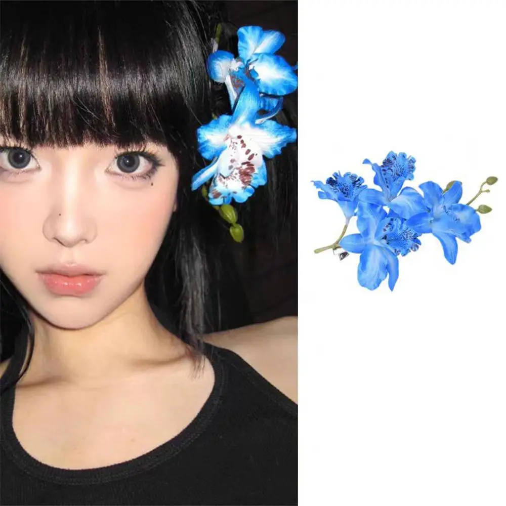 Bohemia Orchid Flower Fairy Hairpins Artificial Flowers Wedding Party Hair Clips Spring Summer Floral Barrette for Women Girls