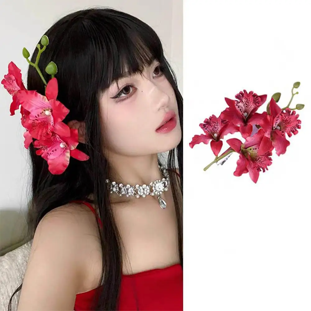 Bohemia Orchid Flower Fairy Hairpins Artificial Flowers Wedding Party Hair Clips Spring Summer Floral Barrette for Women Girls