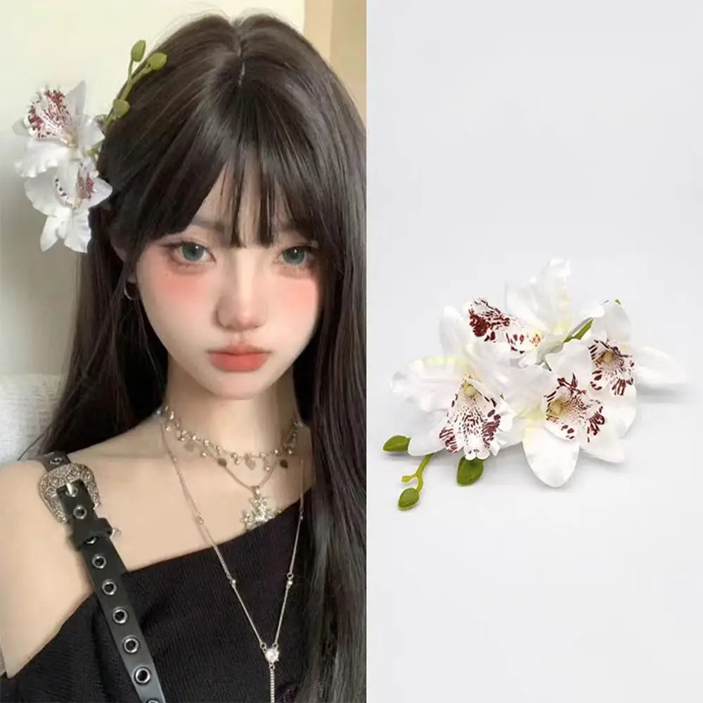 Bohemia Orchid Flower Fairy Hairpins Artificial Flowers Wedding Party Hair Clips Spring Summer Floral Barrette for Women Girls
