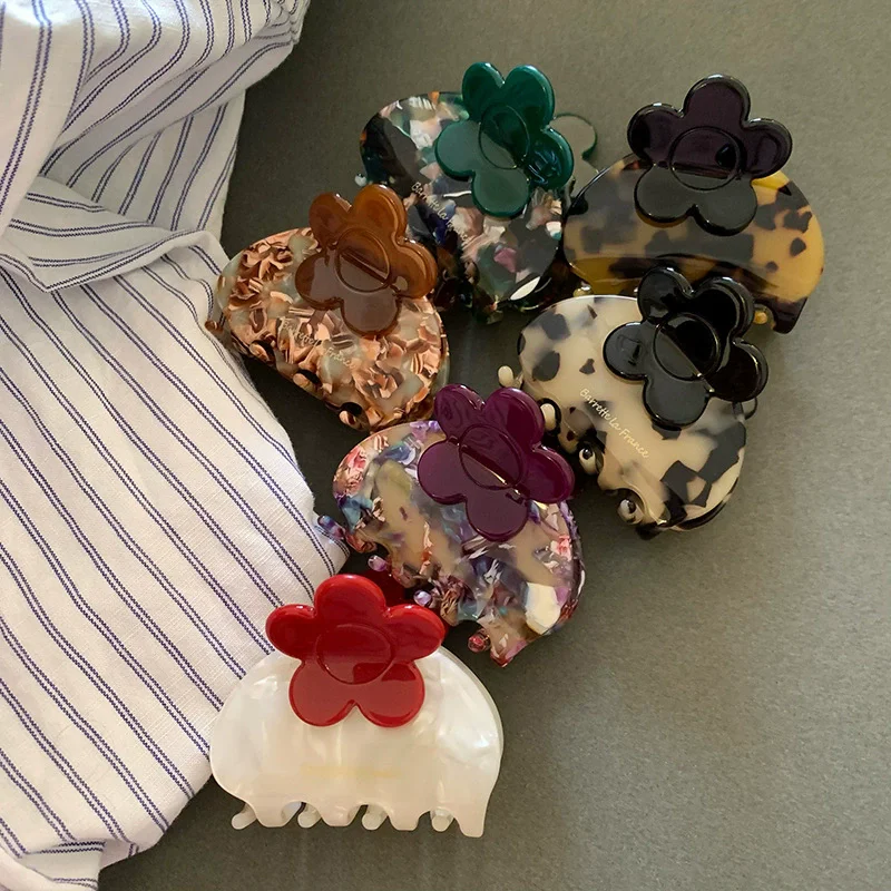 2025 luxury Medium Acetate hair claw clip for women floral claw clip girl cute Leopard print hair clip flower hairpin Accessorie