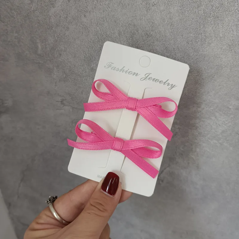 2Pcs/Lot Sweet Bowknot Hair Clips Ballet Ribbon Bow Hairpin Bang Clip Girls Mini Grab Clips Woman Headwear Hair Accessories