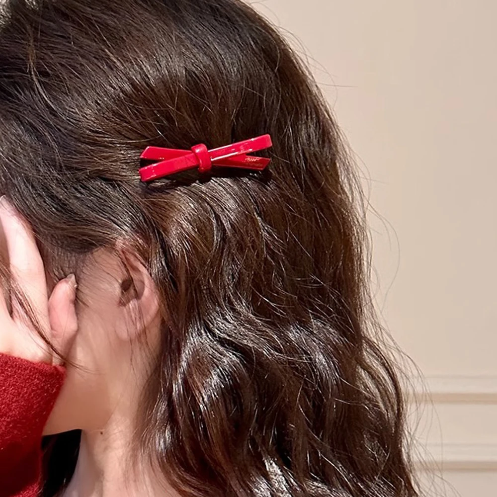 French Style Bowknot Hair Clip Women Girls Acrylic Spring Barrettes For Ponytail Long Hair Styling Party Headwear