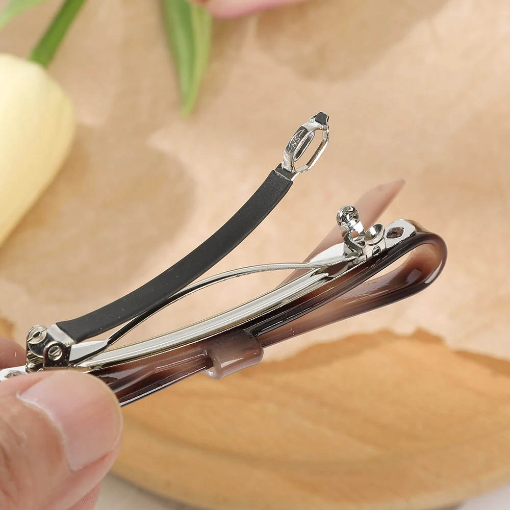 French Style Bowknot Hair Clip Women Girls Acrylic Spring Barrettes For Ponytail Long Hair Styling Party Headwear