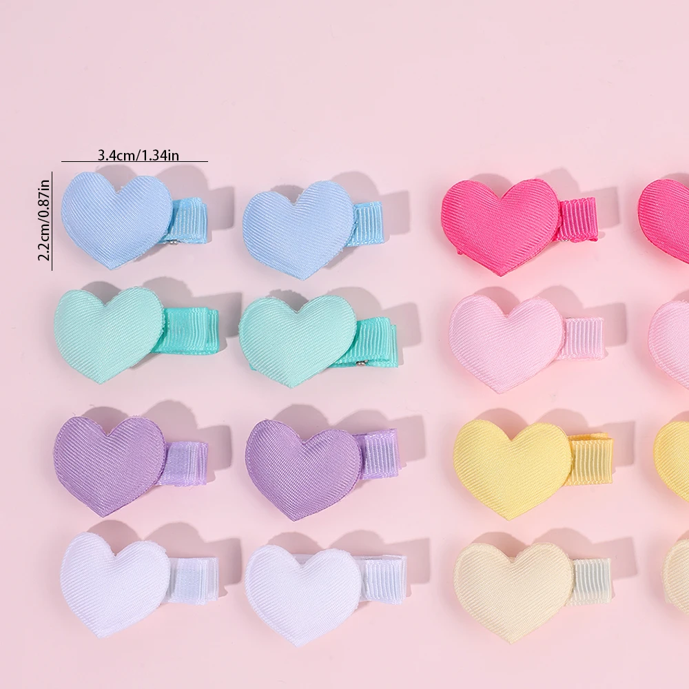 16Pcs Mini Heart Hair Clips Cute Small Love Barrettes Solid Kids Hairclips For Baby Girl Children's Infant Hairpin Accessories
