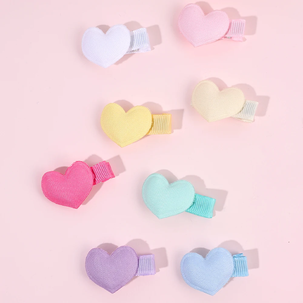16Pcs Mini Heart Hair Clips Cute Small Love Barrettes Solid Kids Hairclips For Baby Girl Children's Infant Hairpin Accessories