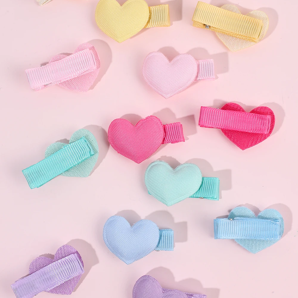 16Pcs Mini Heart Hair Clips Cute Small Love Barrettes Solid Kids Hairclips For Baby Girl Children's Infant Hairpin Accessories
