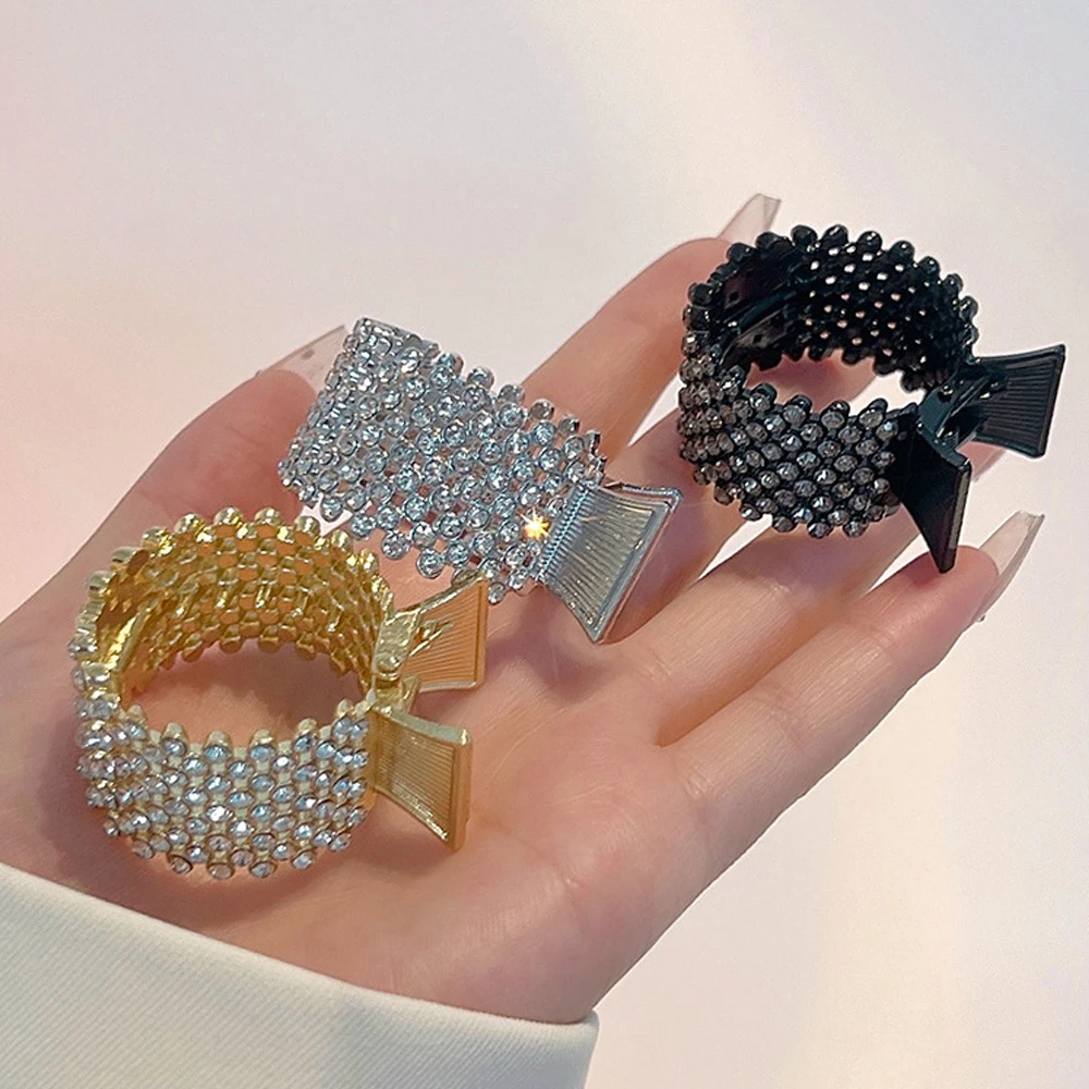 Full Rhinestone Hair Claw Strong Hold Non-Slip Metal Shark Ponytail Buckle Clip For Women Girls Thick Long Hair Summer Headwear