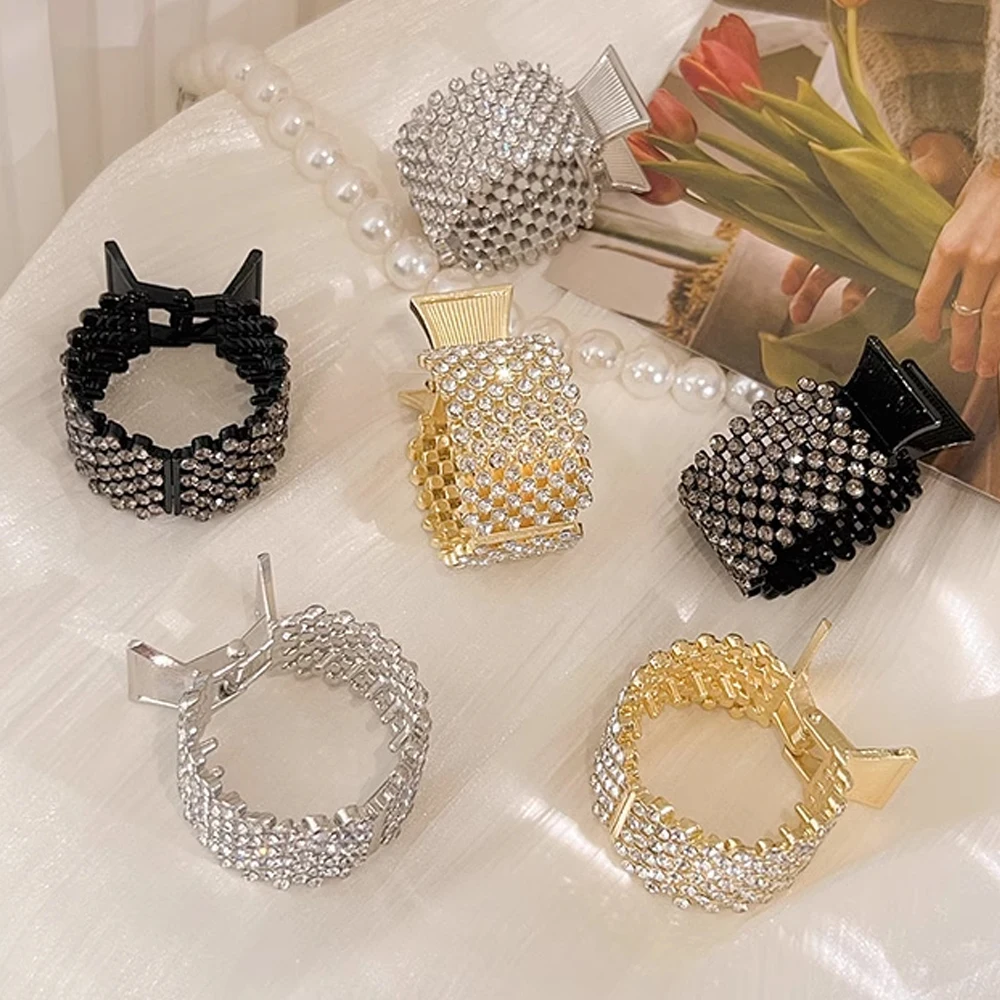 Full Rhinestone Hair Claw Strong Hold Non-Slip Metal Shark Ponytail Buckle Clip For Women Girls Thick Long Hair Summer Headwear
