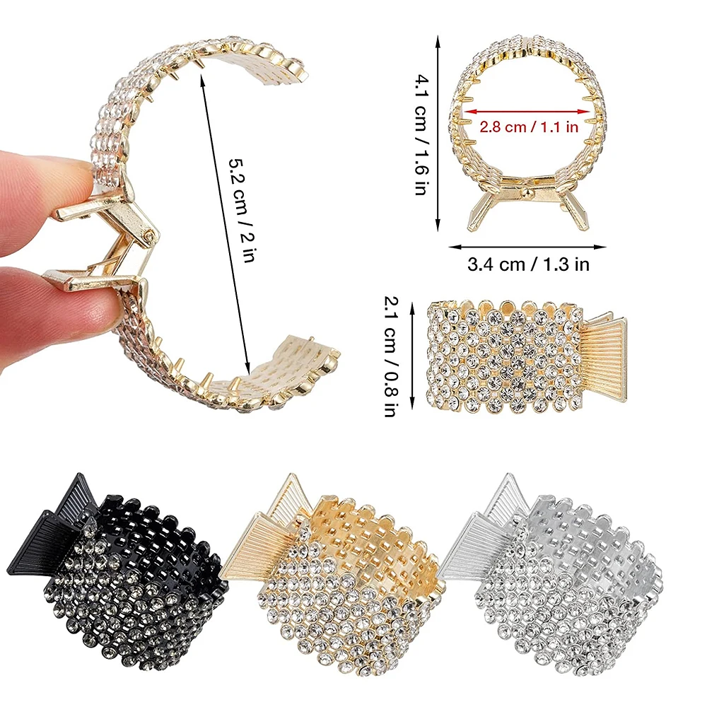 Full Rhinestone Hair Claw Strong Hold Non-Slip Metal Shark Ponytail Buckle Clip For Women Girls Thick Long Hair Summer Headwear