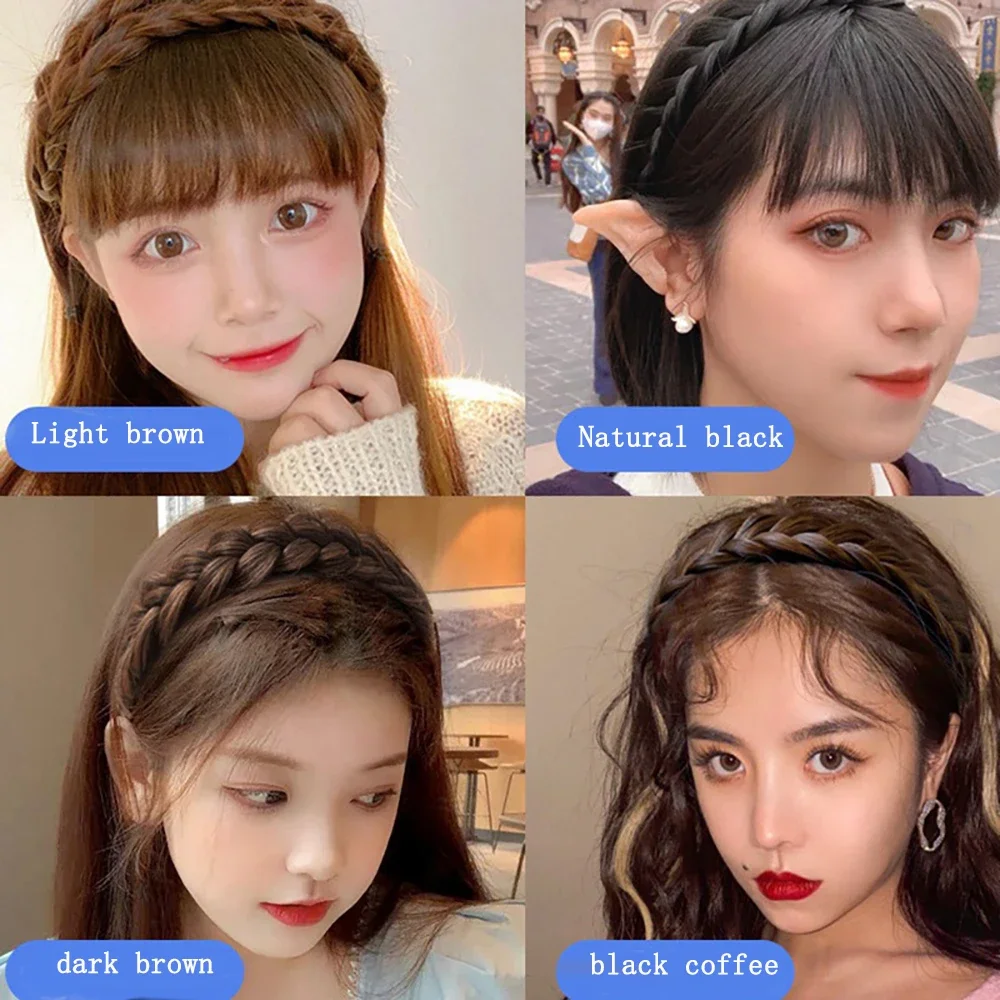 Handmade Retro Head Hoop Twist Headband Wide Fishbone Braids Hairband Wig for Women Styling Accessories