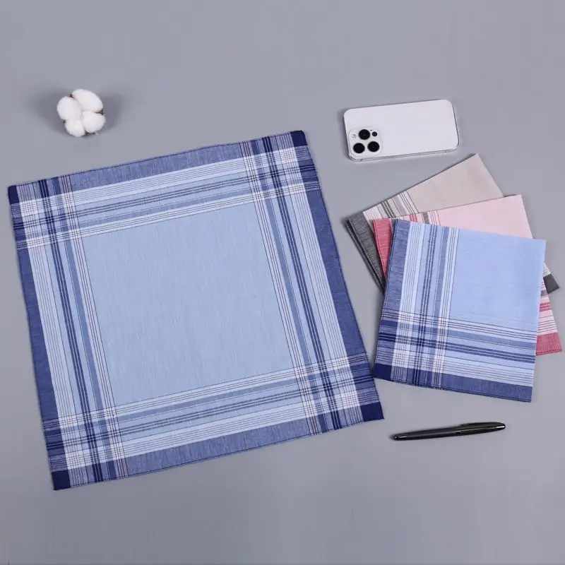 6 packs of men's pure cotton stitching handkerchief for women absorb water and sweat wipe towels color random