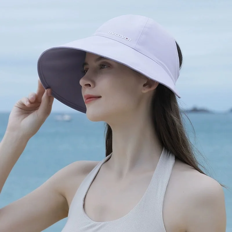 Foldable Sunhat Women Sunscreen UV Protection Cap Summer Outdoor Beach Fisherman Hat Adjustable Cotton Wide Brim Bucket Caps