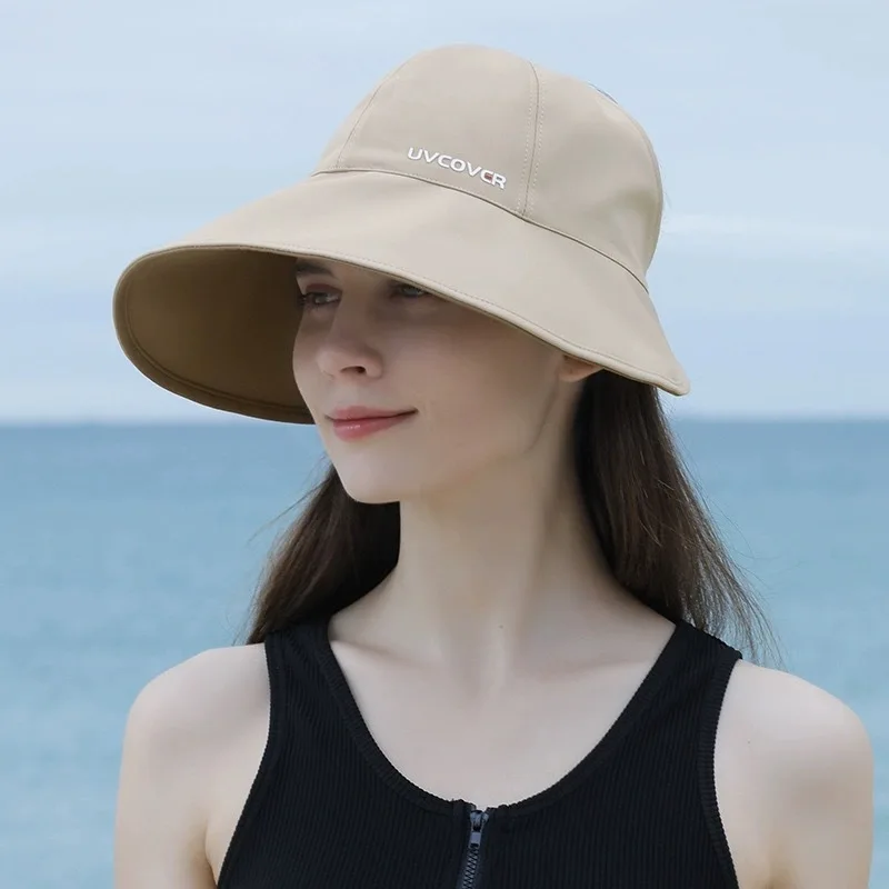 Foldable Sunhat Women Sunscreen UV Protection Cap Summer Outdoor Beach Fisherman Hat Adjustable Cotton Wide Brim Bucket Caps