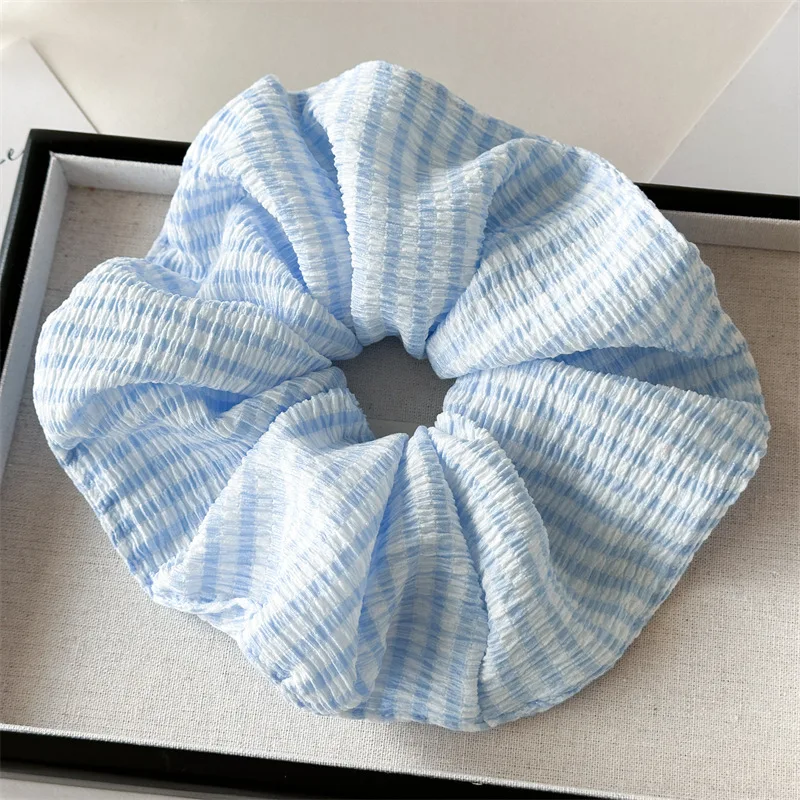 Brand Designs Japan Fashion Large Size Hair Scrunches Hollow Out Denim Scrunchies Big Hair Chouchou Ponytail Hairties