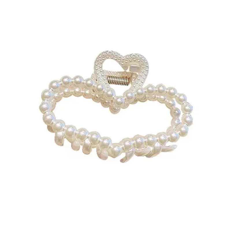 1Pcs Large White Pearl Hair Claw Clips for Women Girls Non Slip Hair Clamp Fashion Hair Accessories Headwear for Party Wedding