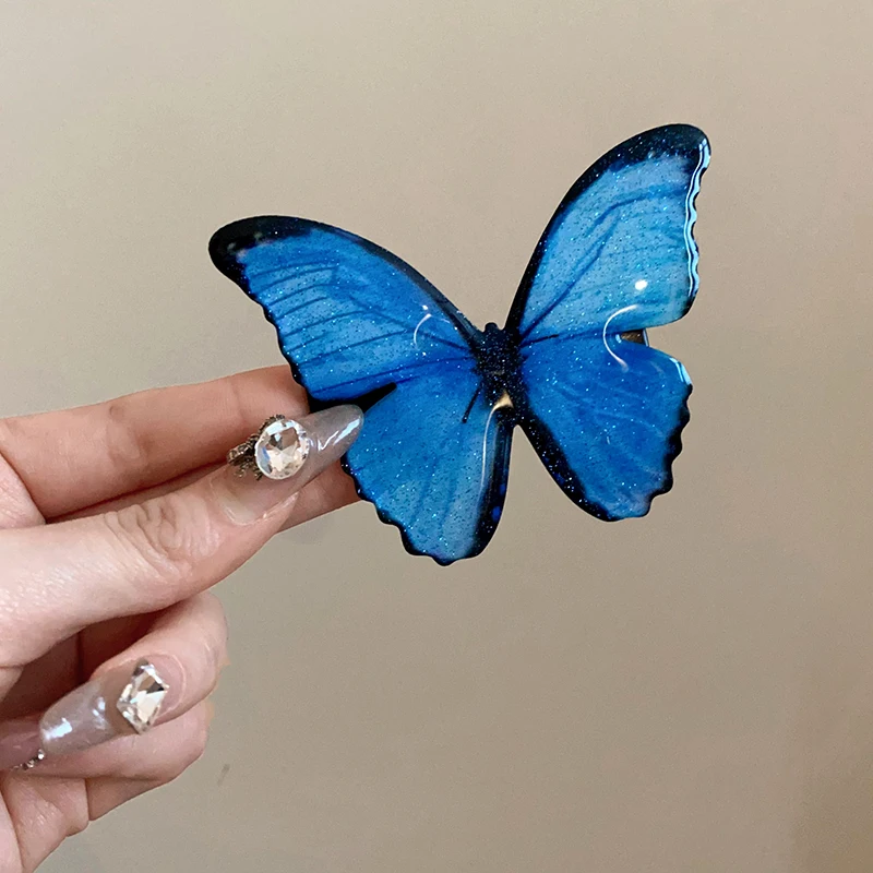 Fairycore Blue Butterfly Duck Hair Clips For Women Pastoral Style Fairy New Premium Design Sense Fashion Luxury Accessories K1