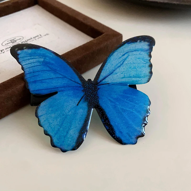 Fairycore Blue Butterfly Duck Hair Clips For Women Pastoral Style Fairy New Premium Design Sense Fashion Luxury Accessories K1