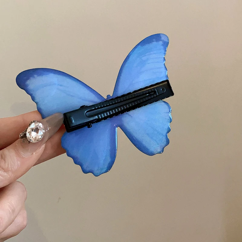 Fairycore Blue Butterfly Duck Hair Clips For Women Pastoral Style Fairy New Premium Design Sense Fashion Luxury Accessories K1