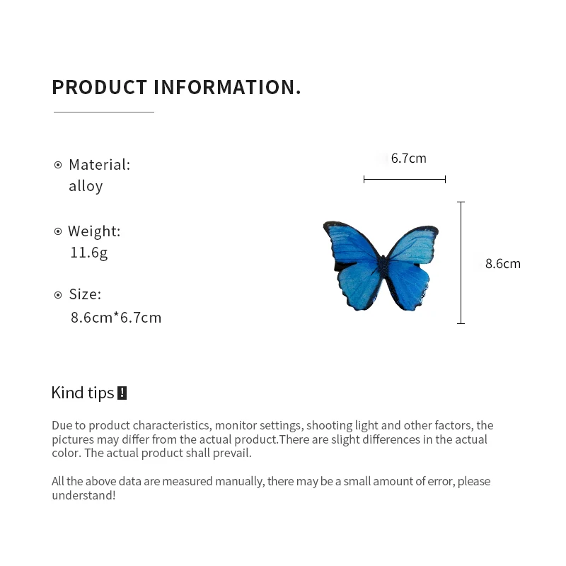 Fairycore Blue Butterfly Duck Hair Clips For Women Pastoral Style Fairy New Premium Design Sense Fashion Luxury Accessories K1