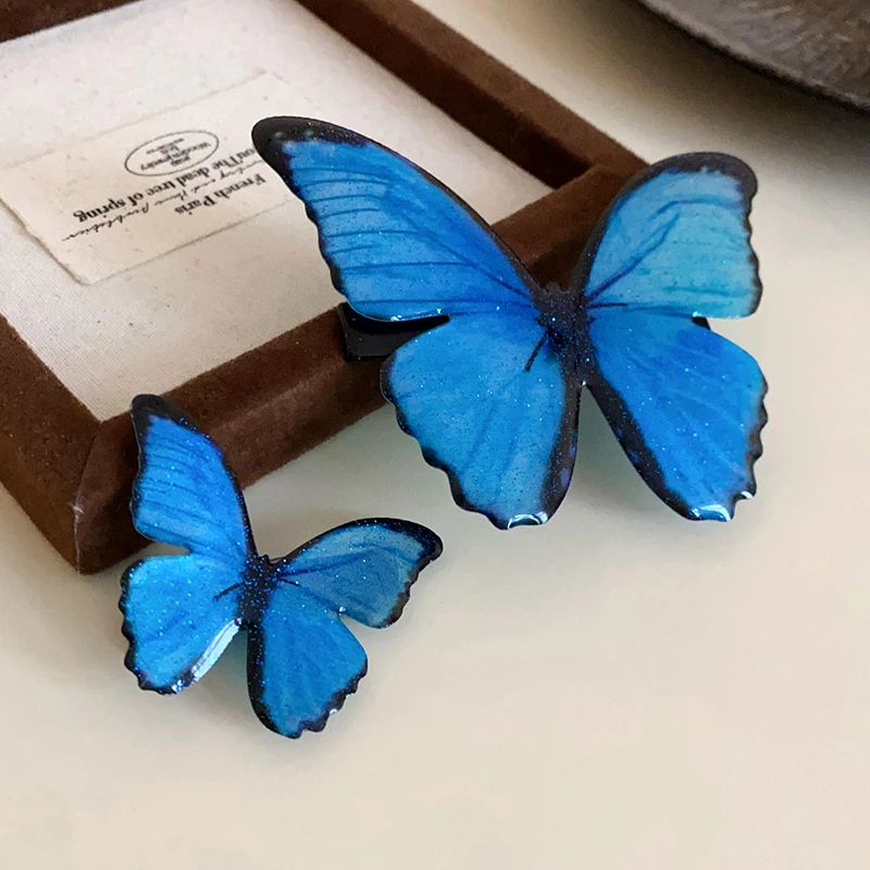 Fairycore Blue Butterfly Duck Hair Clips For Women Pastoral Style Fairy New Premium Design Sense Fashion Luxury Accessories K1