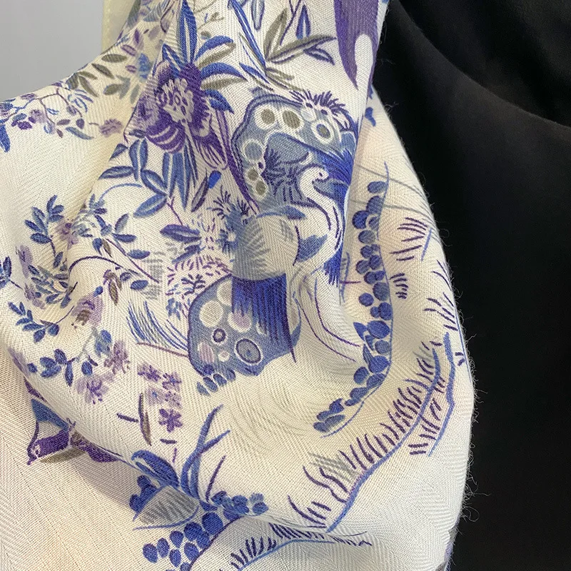 New Floral Print Cotton Bandanas 70cm Square Women's Headband Accessory Girls' Sun Protection Hairscarf Handkerchief Neckercrape