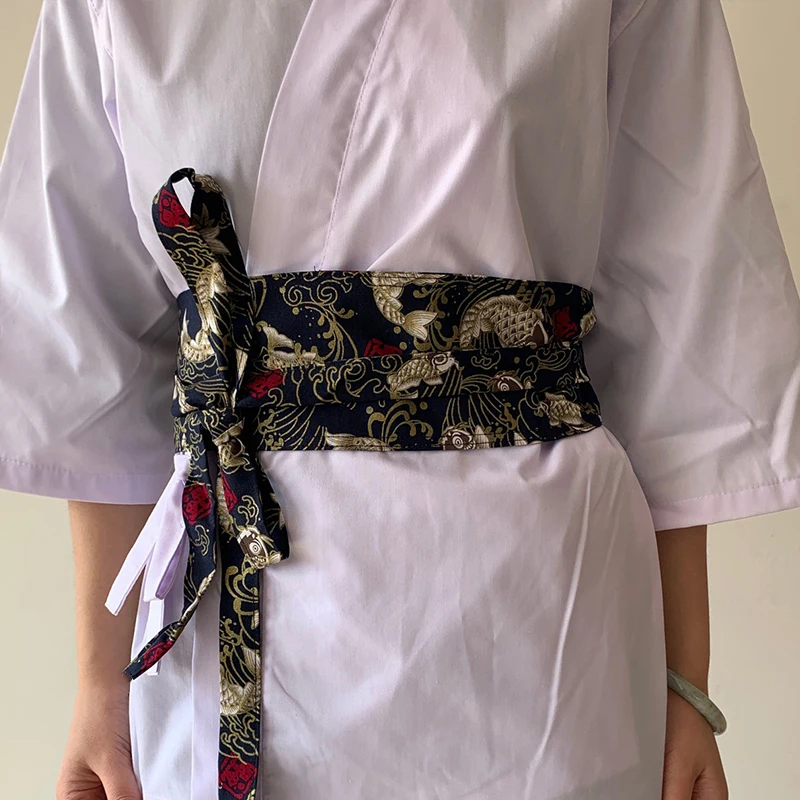 Japanese Style Girdle Sushi Restaurant Waiter Chef Waist Belt Haori Kimono Corset Waist Obi Dress Waistband Chinese Hanfu Belt
